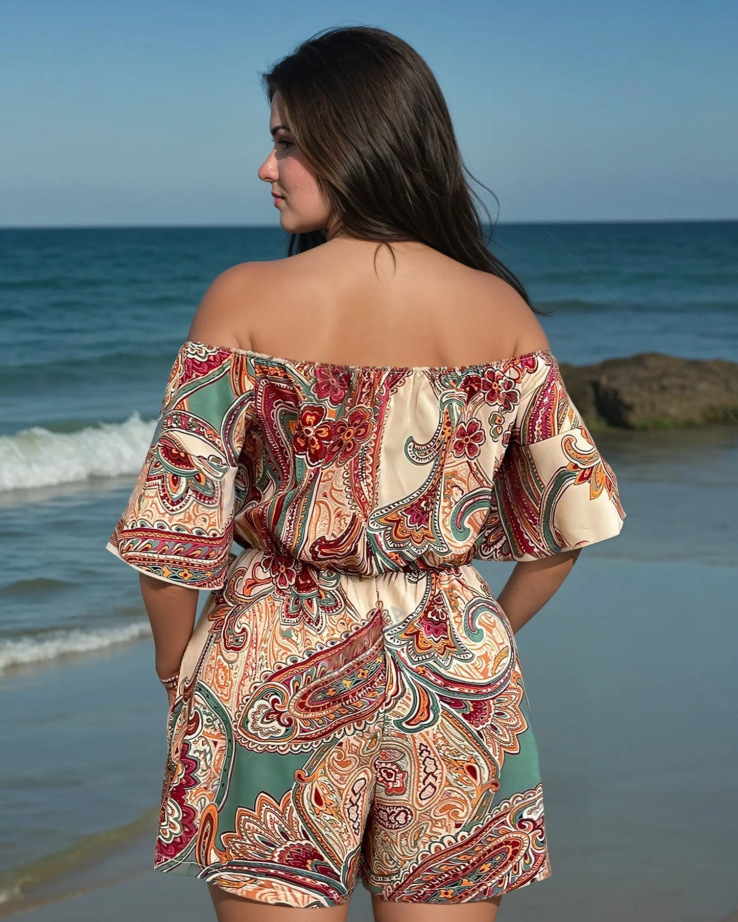 Macacão Barroco Ombro A Ombro Plus Size