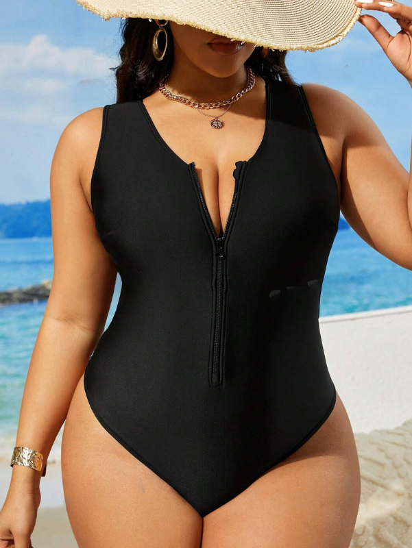 Maiô Plus Size com Zíper Cavado nas Costas