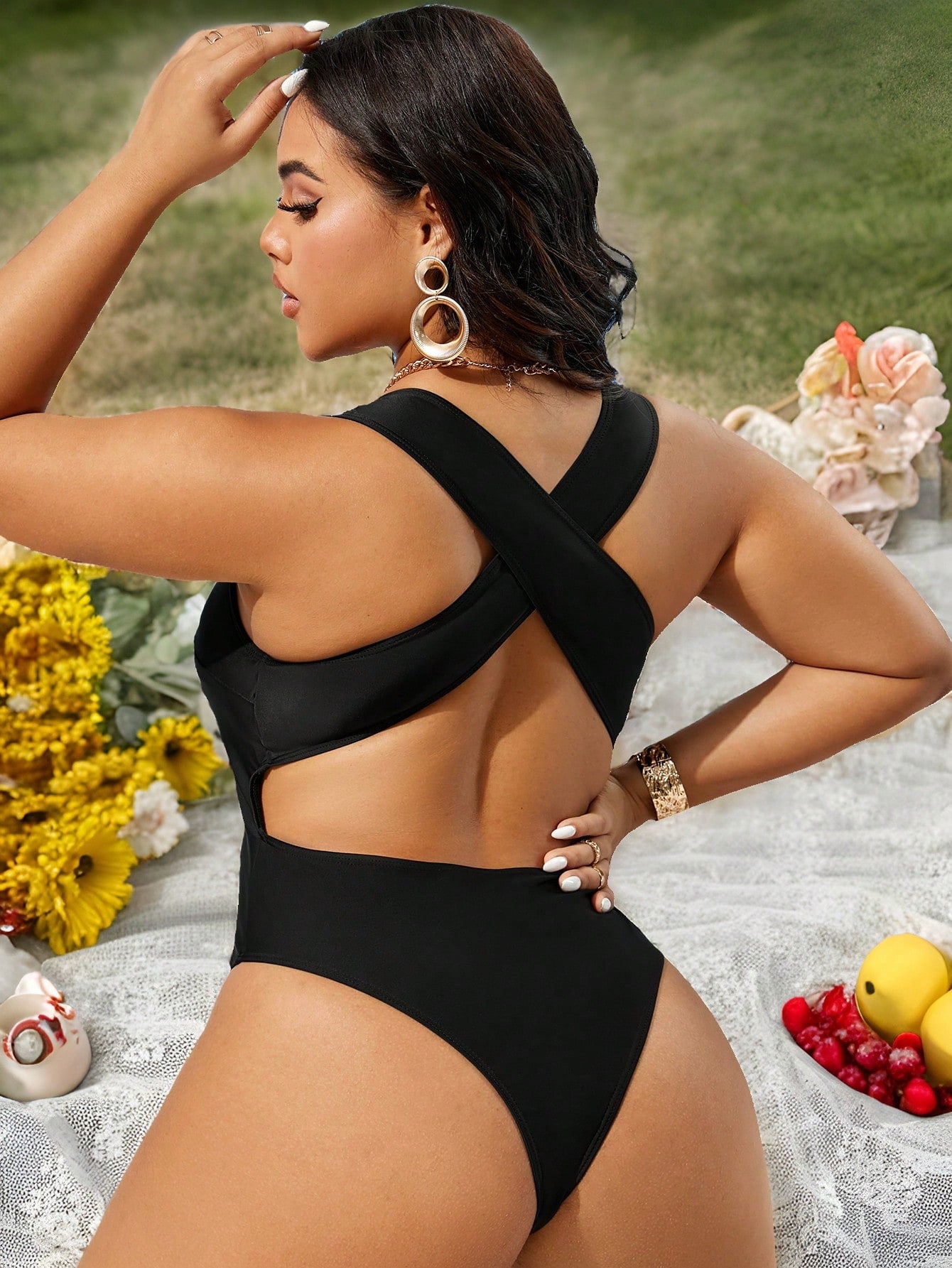 Maiô Plus Size com Zíper Cavado nas Costas