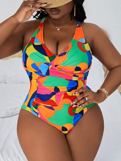 Maiô com Nó nas Costas e Drapeado Bicolor