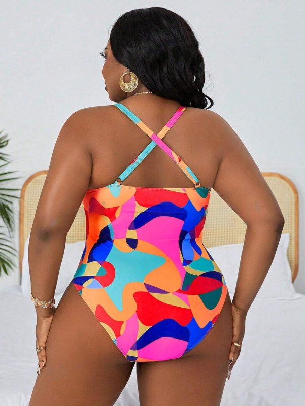 Maiô com Nó nas Costas e Drapeado Bicolor