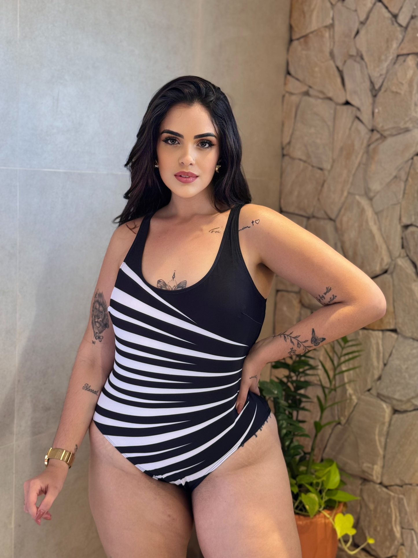 Maiô Com Listras Alças Grossas