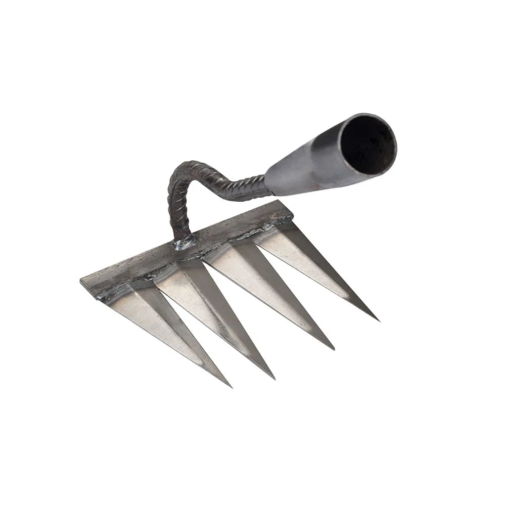5/6/7/8 Teeth Iron Gardening Hoe Weeding Rake Farm Tool Grasping Raking Loosening Soil Nail Rake Tool Artifact Harrow Farm Tool