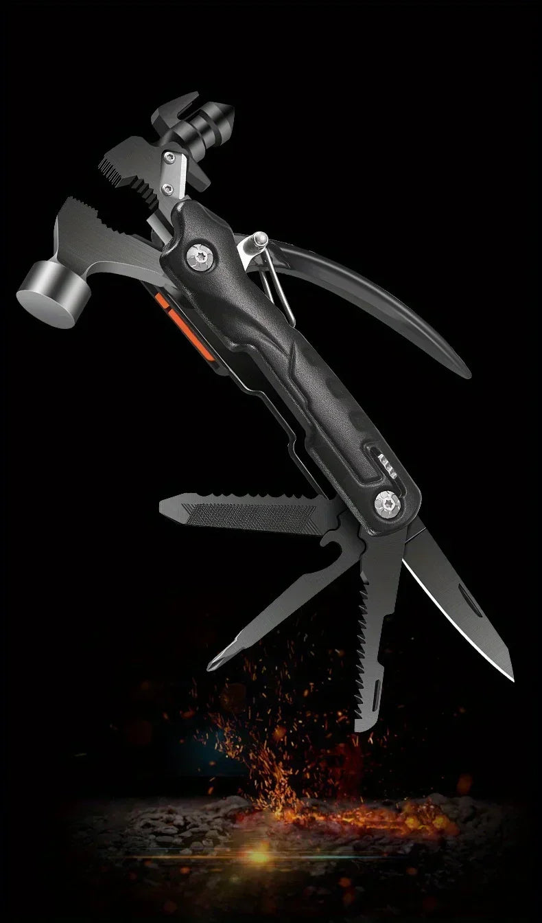 The outdoor multifunctional tool hammer has a flashlight function and is highly powerful.