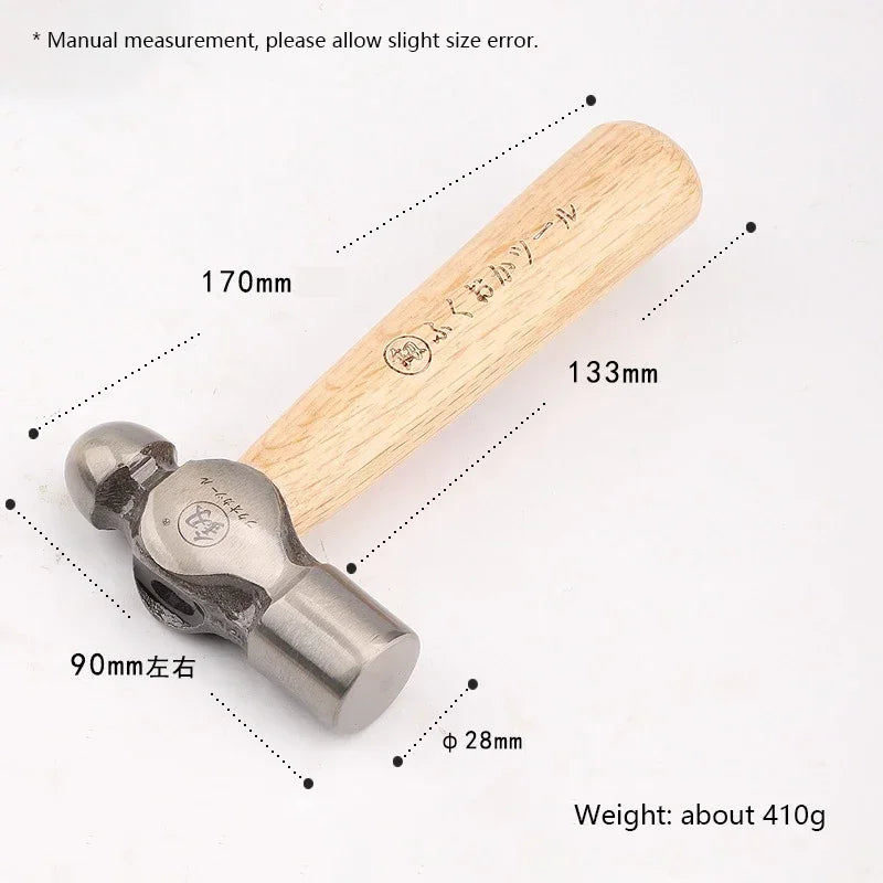 Fitter Hammer Polished Solid Wood Short Handle Iron Hammer Round And Flat Head Small Hammer Schoolwork Manual Hardware Tool