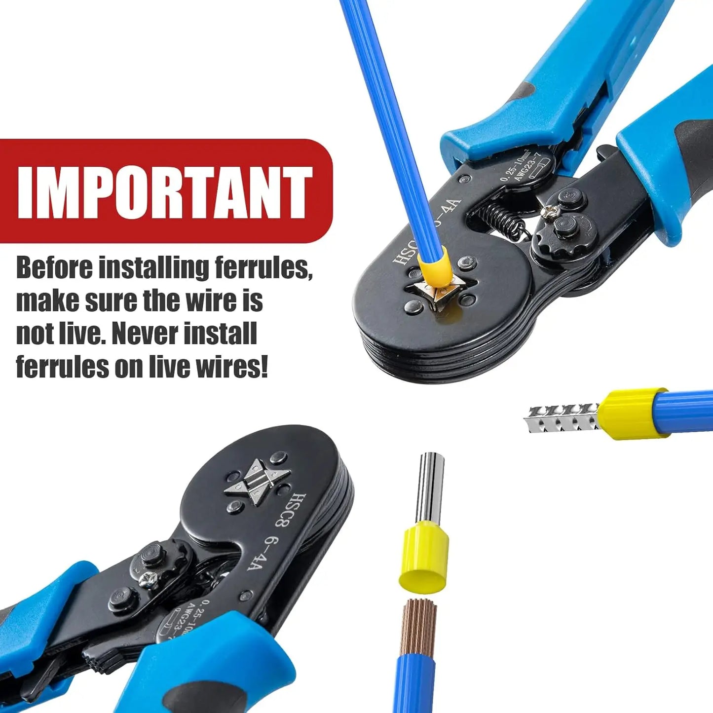 Ferrule Crimping Tool Kit, Crimper Plier with 1250PCS Wire Ferrules Kit Wire End Terminals, Self-adjustable Ratchet Tool Set