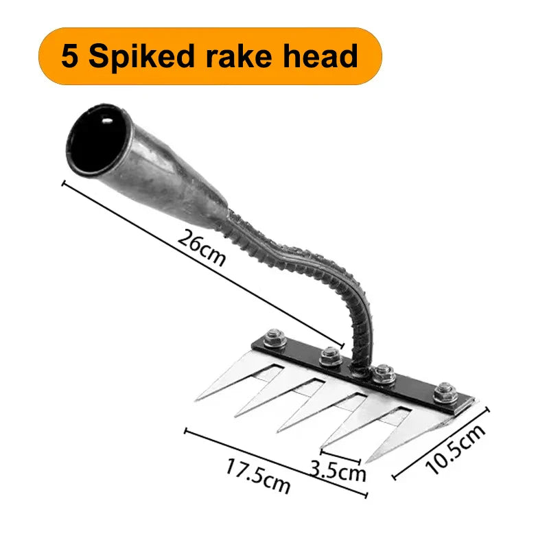5/6/7/8 Teeth Iron Gardening Hoe Weeding Rake Farm Tool Grasping Raking Loosening Soil Nail Rake Tool Artifact Harrow Farm Tool