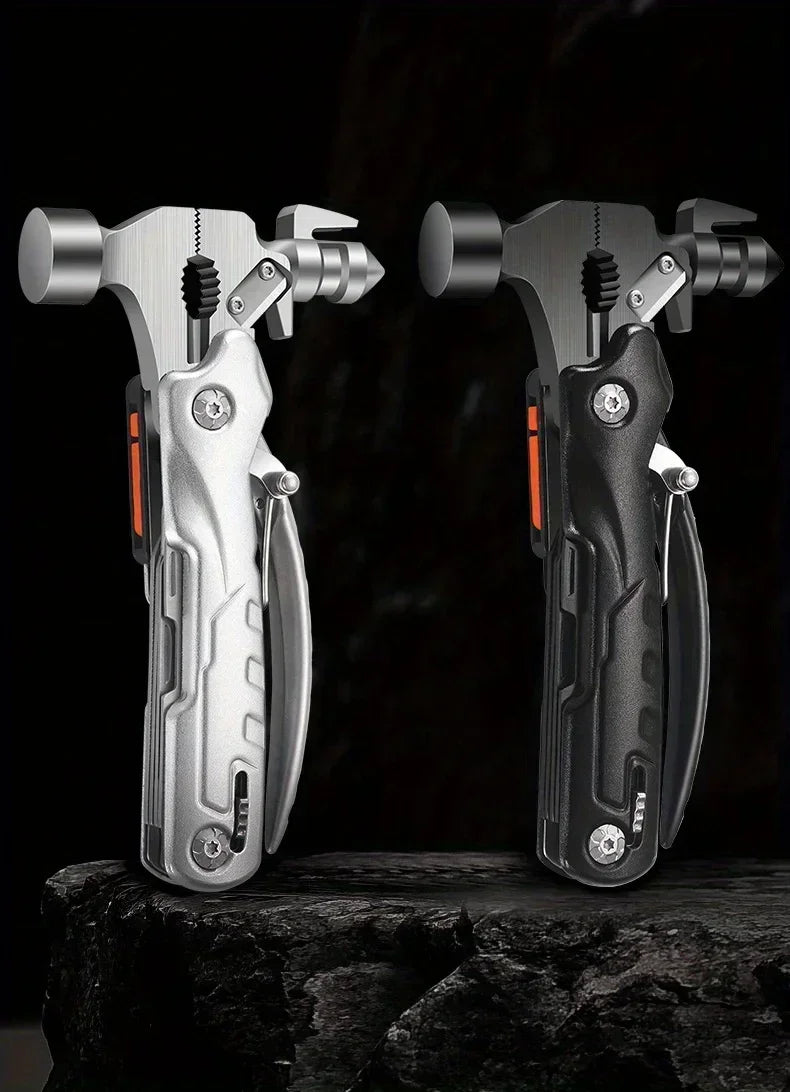 The outdoor multifunctional tool hammer has a flashlight function and is highly powerful.