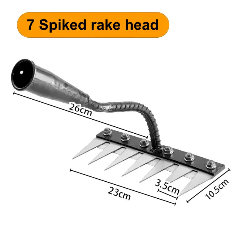 5/6/7/8 Teeth Iron Gardening Hoe Weeding Rake Farm Tool Grasping Raking Loosening Soil Nail Rake Tool Artifact Harrow Farm Tool