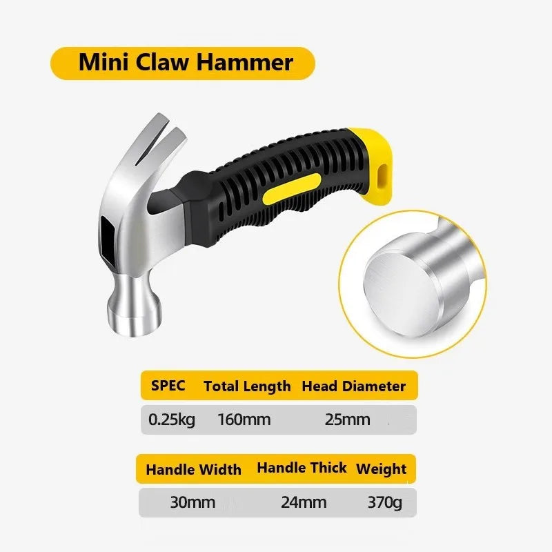 Multifunctional Mini Ramshorn Hammer 160 mm Engineering Handle Lightweight Portable Carpentry Window Breaking Hand Tools Home