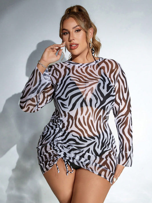 Saída de Praia Estampada com Manga Longa