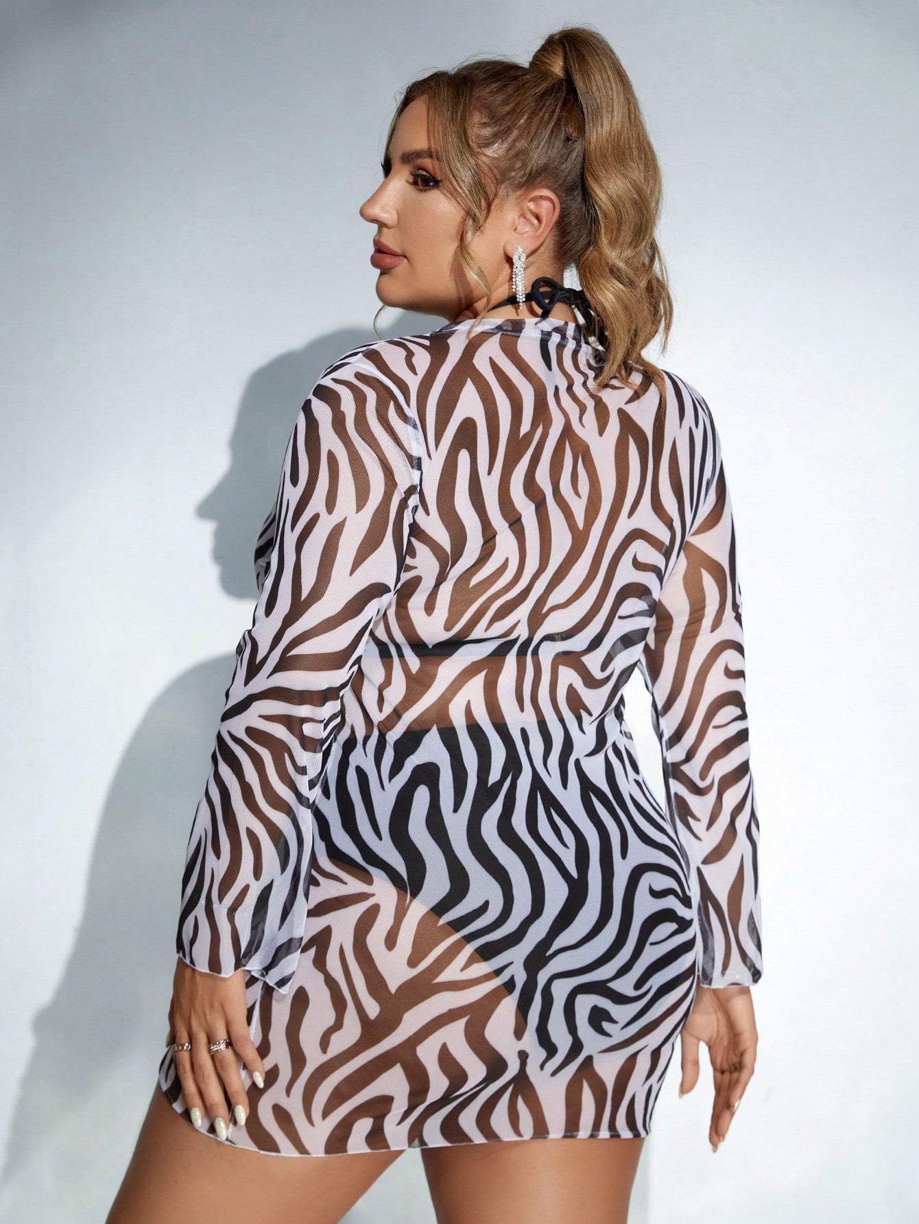 Saída de Praia Estampada com Manga Longa