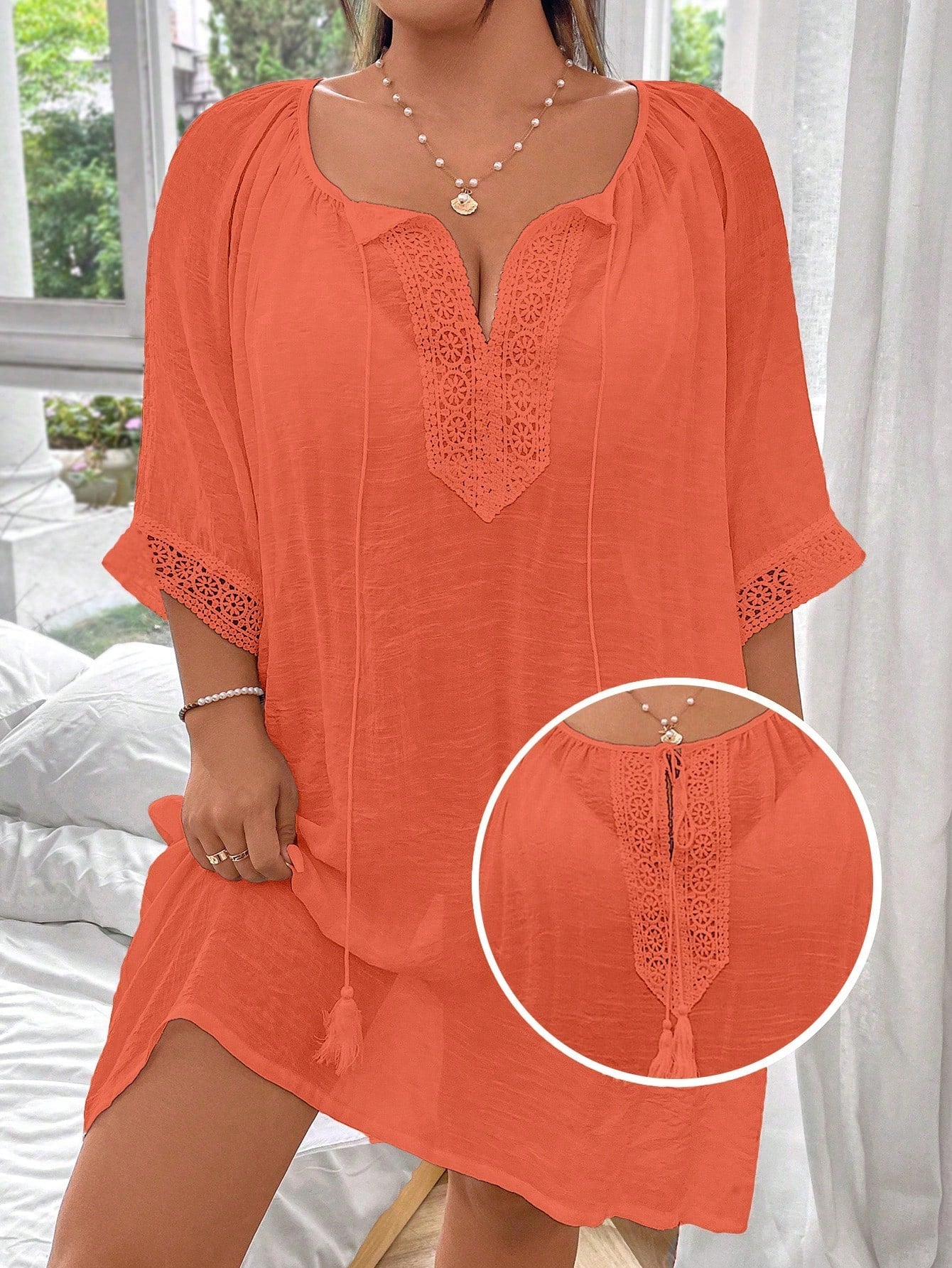 Saída de Praia Gola de Laço e Manga 34