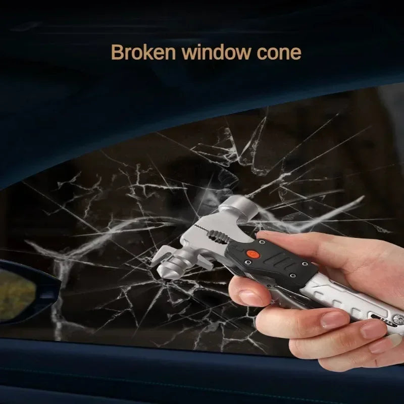 The outdoor multifunctional tool hammer has a flashlight function and is highly powerful.