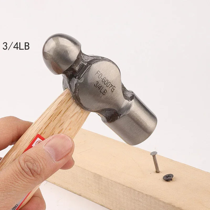 Fitter Hammer Polished Solid Wood Short Handle Iron Hammer Round And Flat Head Small Hammer Schoolwork Manual Hardware Tool