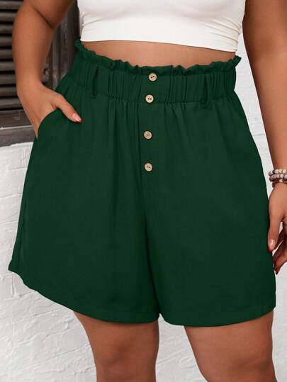 Short Cintura Franzida e Botões