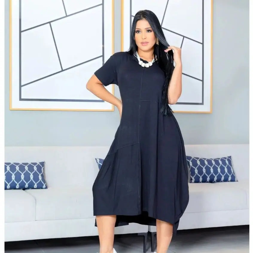 Vestido Mullet Midi com Manguinha