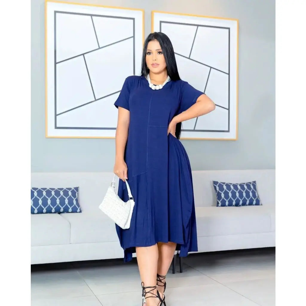 Vestido Mullet Midi com Manguinha