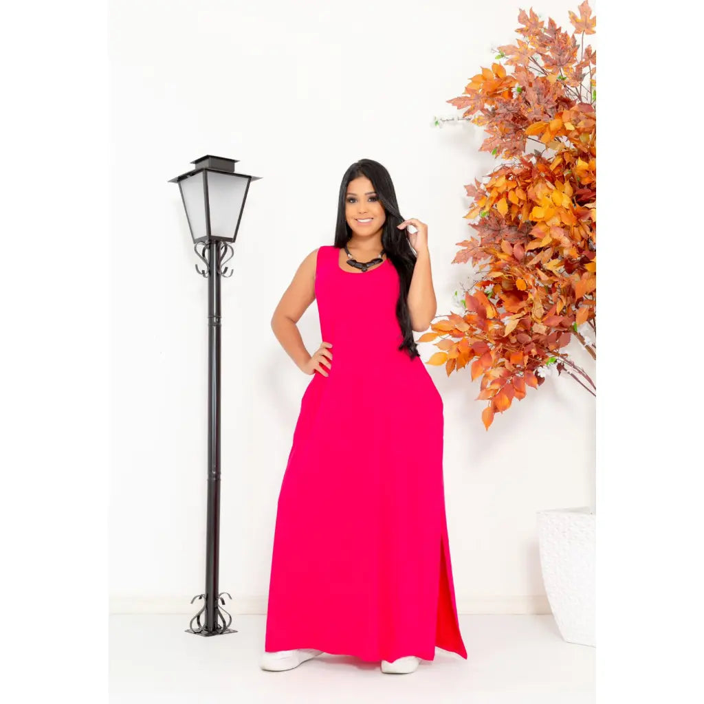 Vestido Soltinho Longo Confy Com Fenda