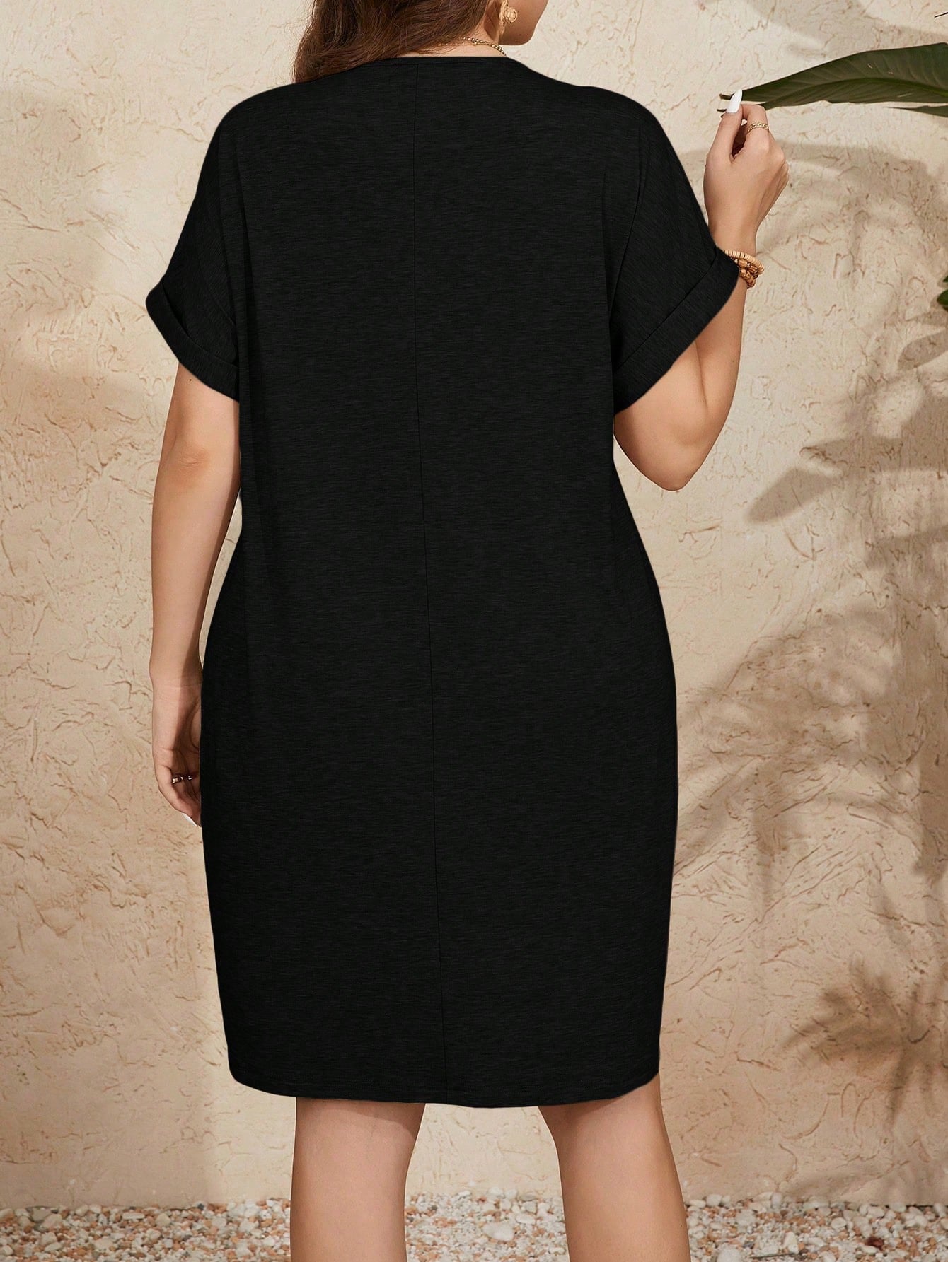 Vestido Ianá Manga Dobrada e Botão