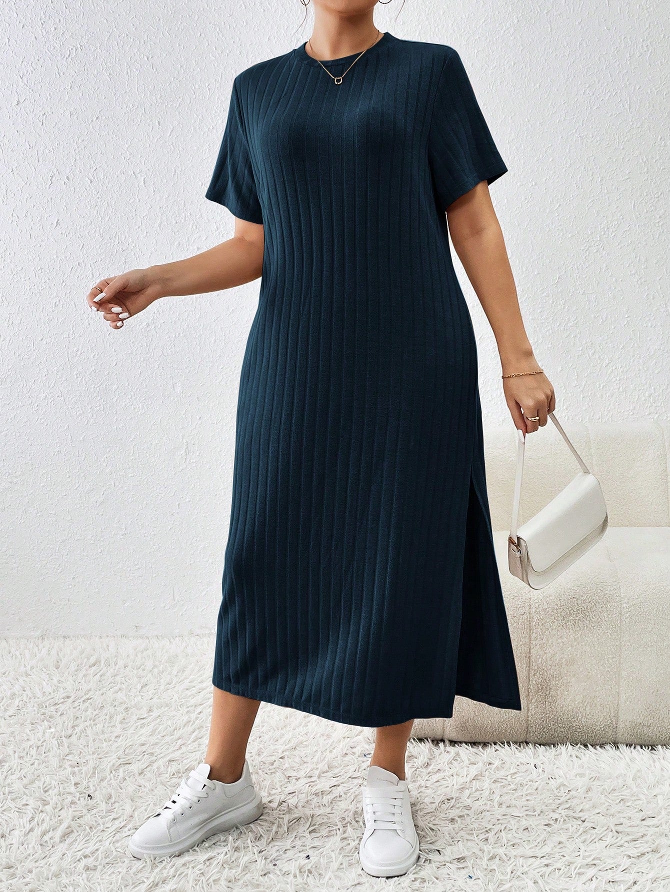 Vestido de Malha Fenda Lateral