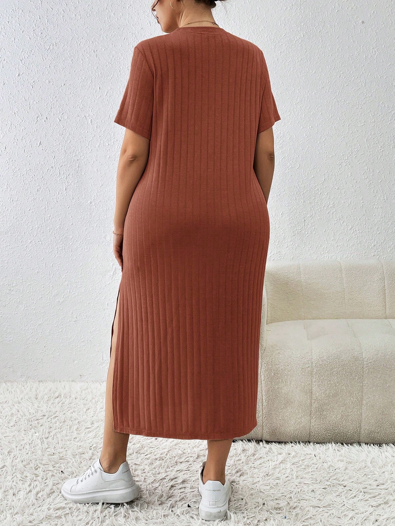 Vestido de Malha Fenda Lateral