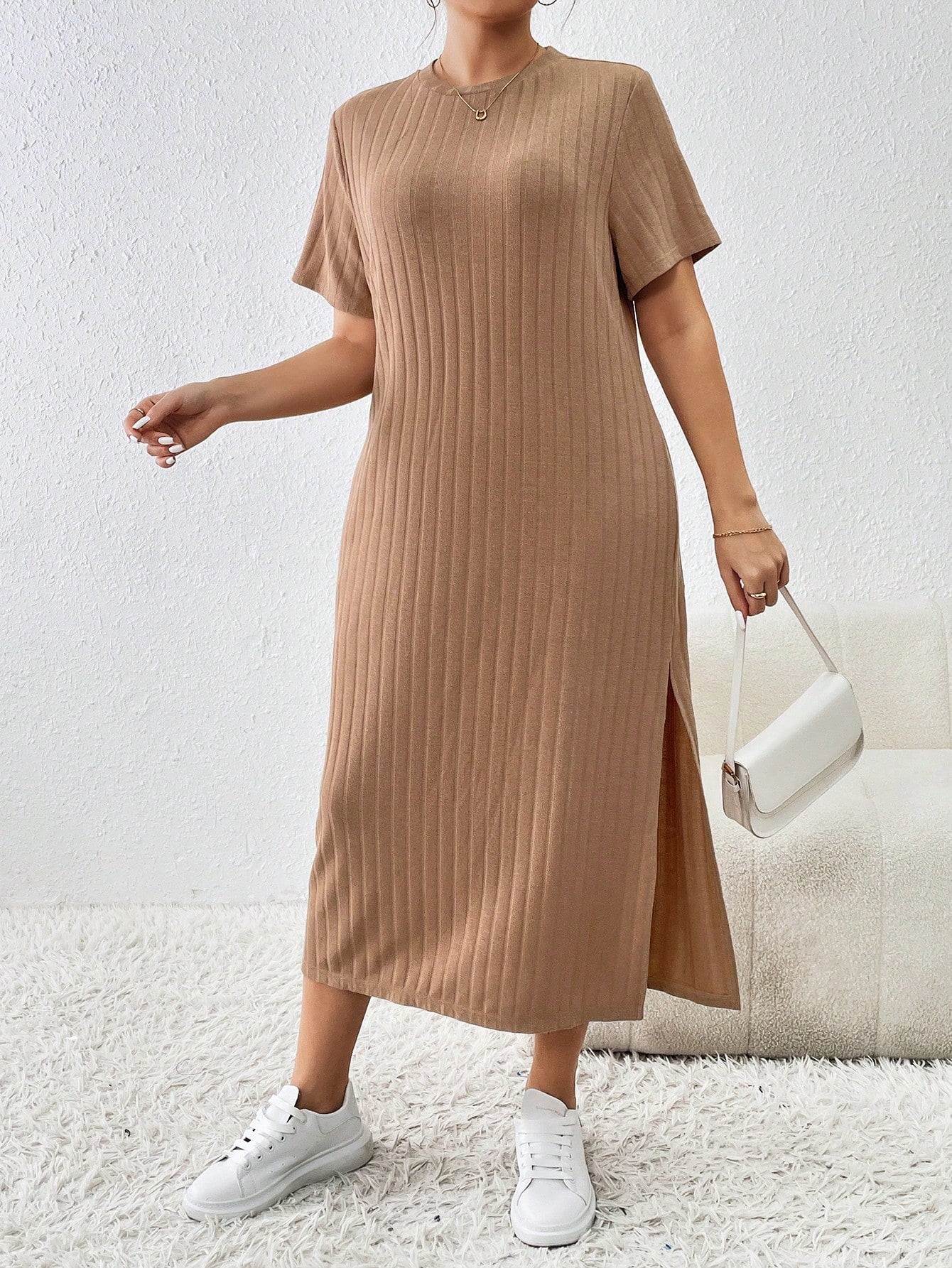 Vestido de Malha Fenda Lateral