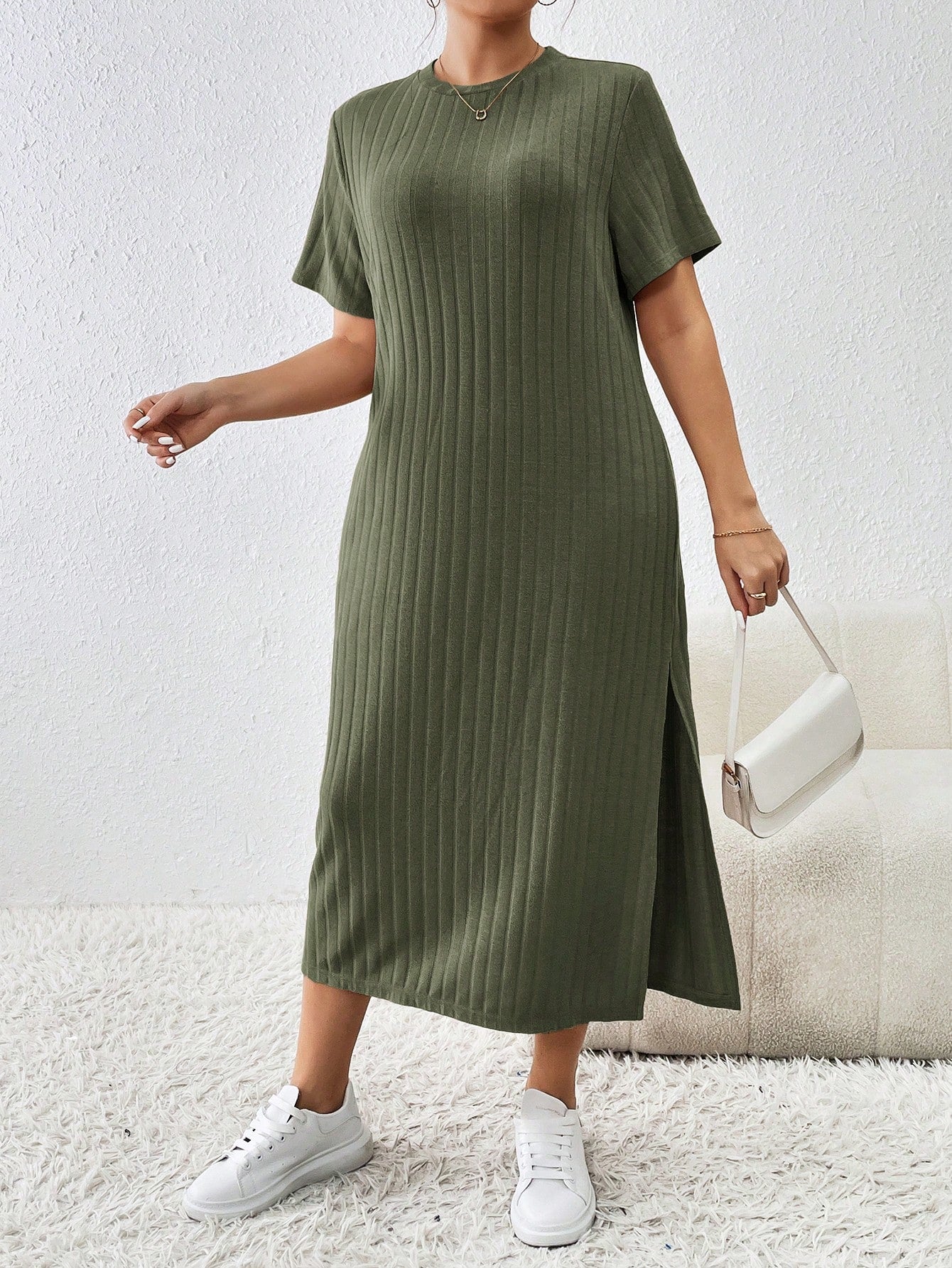 Vestido de Malha Fenda Lateral