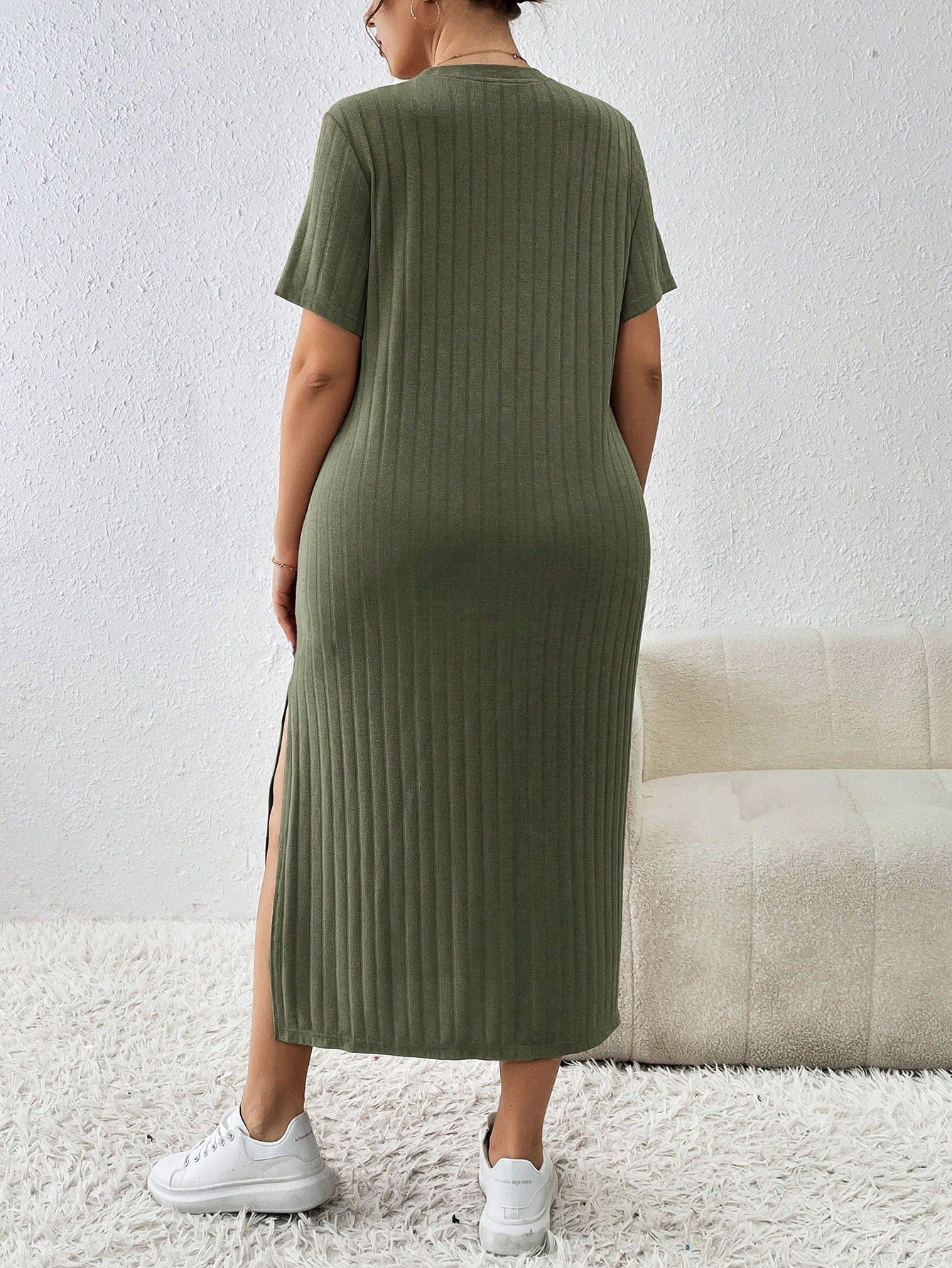 Vestido de Malha Fenda Lateral