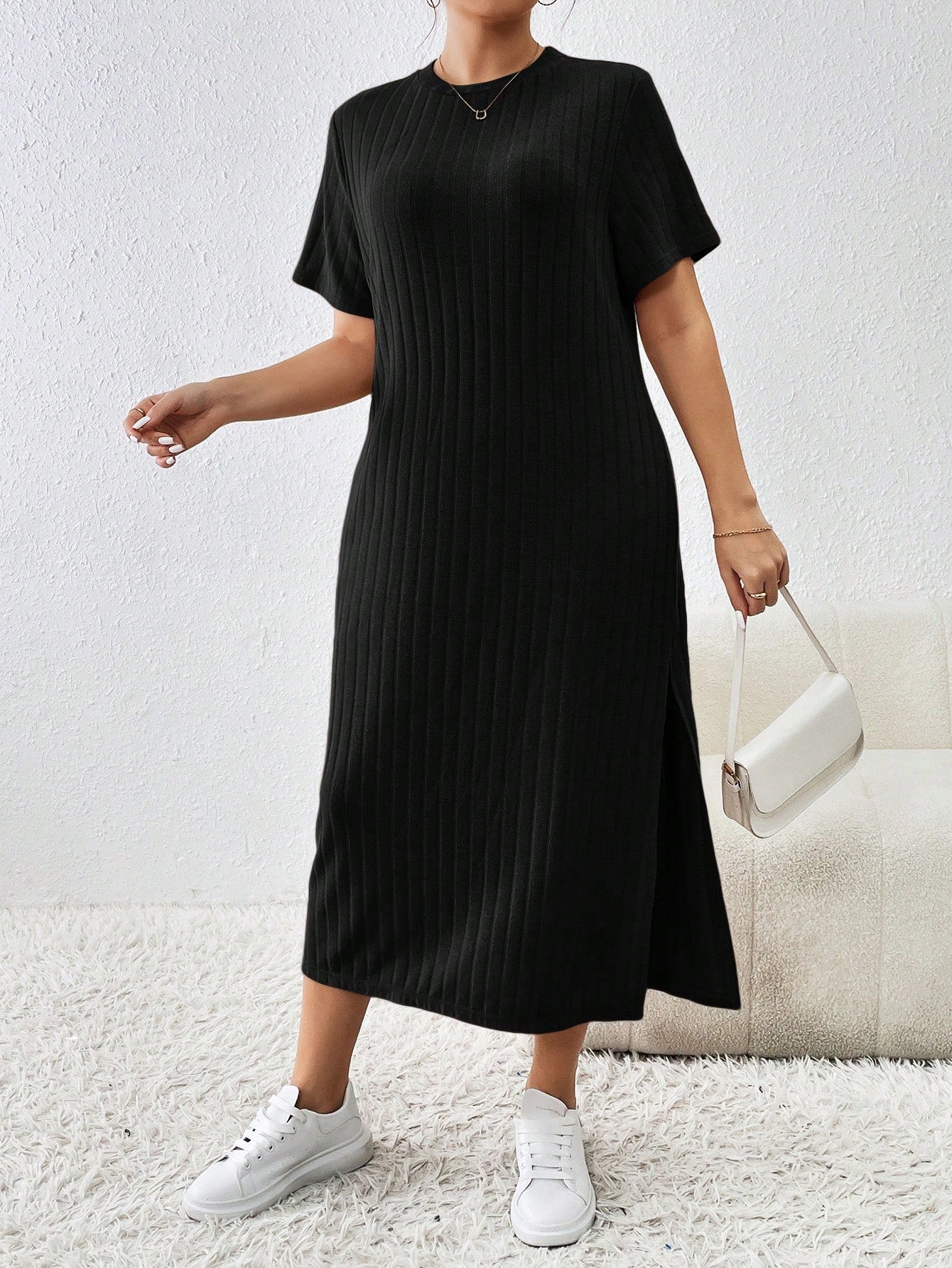 Vestido de Malha Fenda Lateral