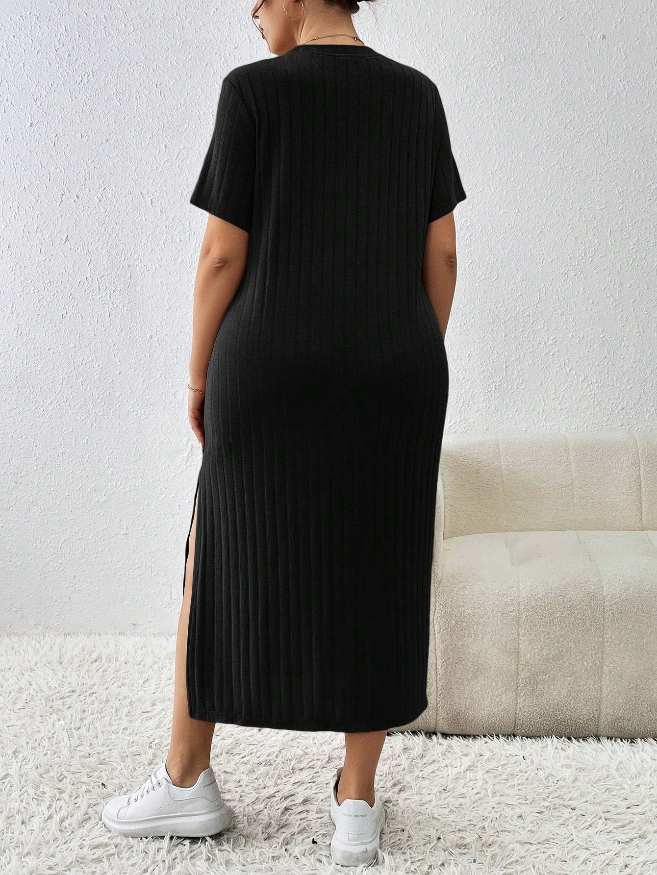 Vestido de Malha Fenda Lateral