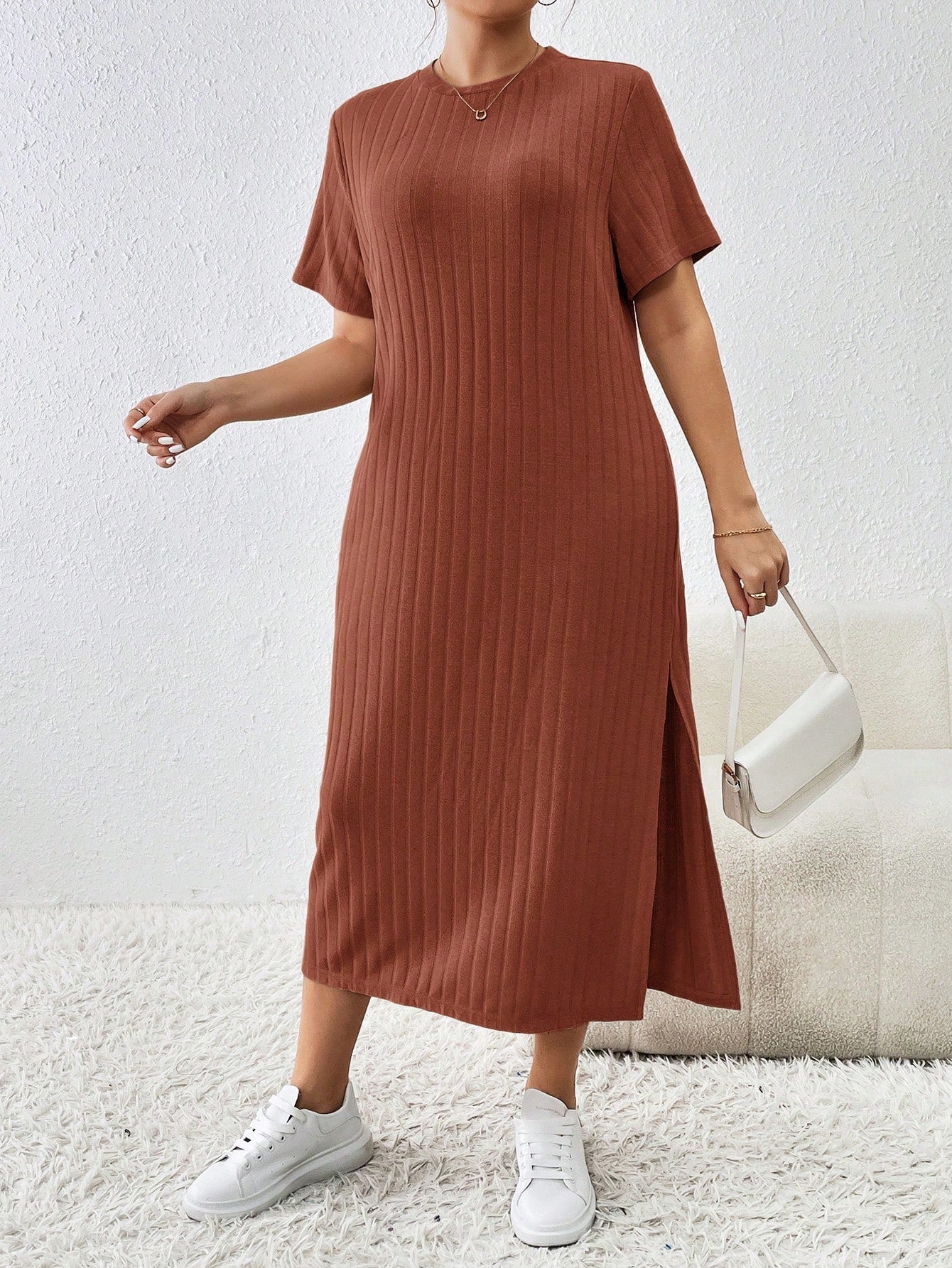 Vestido de Malha Fenda Lateral