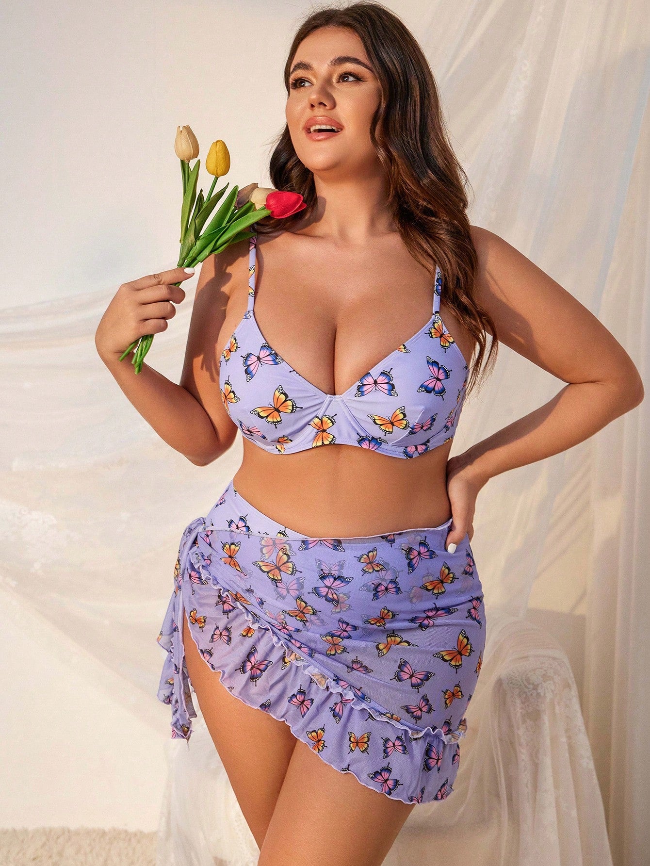 Biquíni Borboleta Plus Size + Ganhe Sainha de Praia
